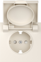 Накладка для розетки Schuko с заземлением, с крышкой, 16A 250 В~, матовый кремовый, серия S08