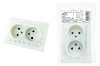 Розетка двойная 2П 10А 250В белая "Таймыр" (пром. упак., бакелит. основание) TDM