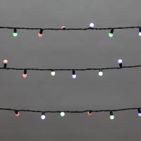 Гирлянда Мультишарики 20м, 200LED, диаметр 15мм, IP44, зеленый провод, свечение мульти (RG/RB), мигание, 230В NEON-NIGHT
