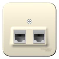 BLANCA О/У РОЗЕТКА двойная: комп.RJ45, кат.5E + телеф. RJ11, ИЗОЛ.ПЛ.,МОЛОЧНЫЙ