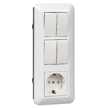 BLANCA С/У БЛОК: РОЗЕТКА с зазем.+ ВЫКЛ.2-клав.+ ВЫКЛ 2-клав, БЕЛЫЙ,розн.уп.Рос