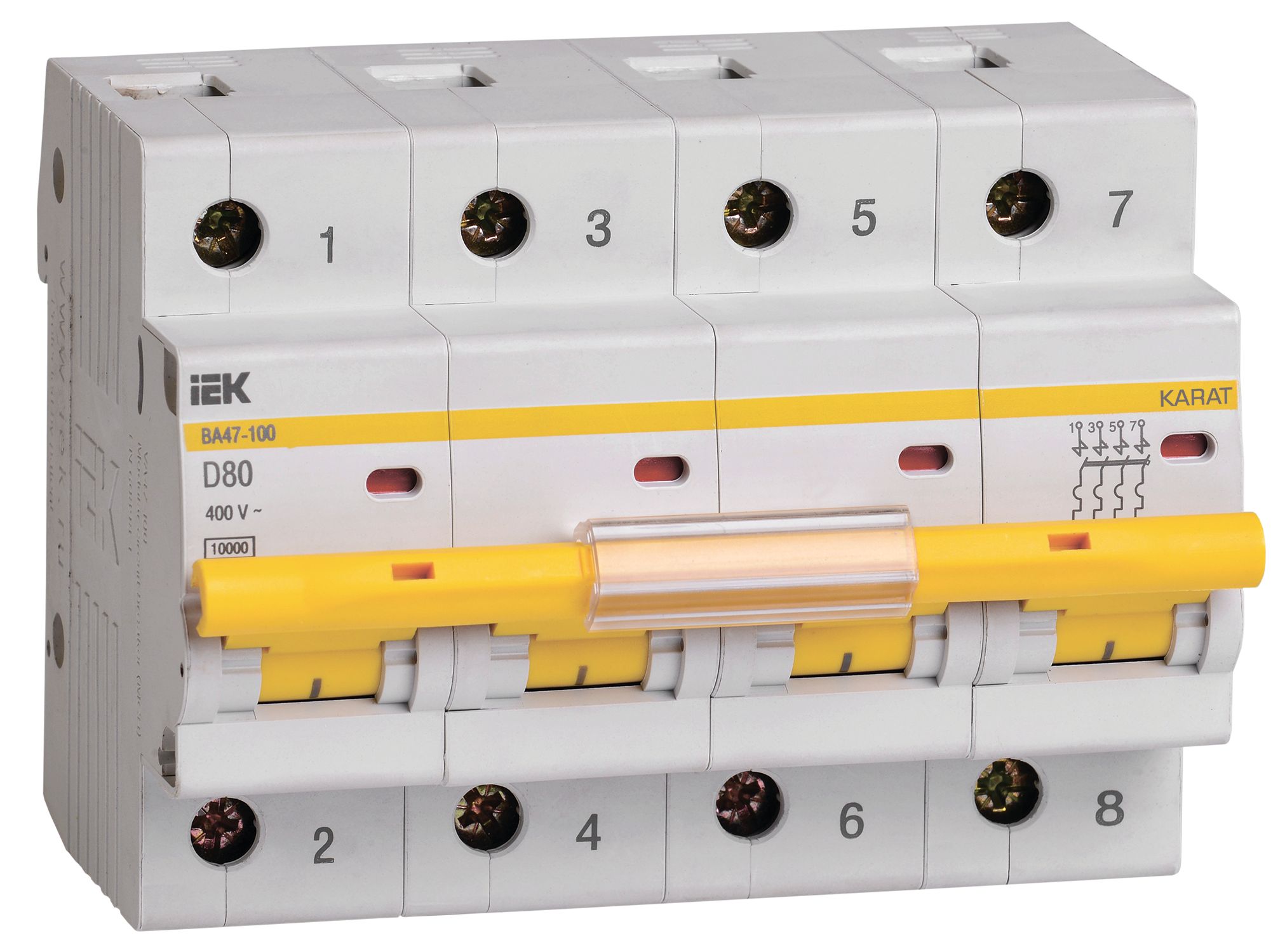 Автоматический выключатель ВА47-100 4Р 80А 10кА D IEK