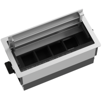 Настольный встраиваемый розеточный блок с откидной крышкой 8 мод. (4 мод. 45х45), easylift, алюминий