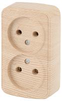 Розетка Intro Polo 3-203-11 двойная без заземления 2х2P, 16A-250В, IP20, ОУ, сосна
