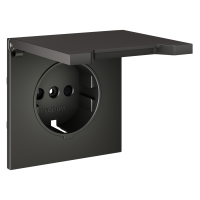 Накладка для розетки с заземлением, защитными шторками и крышкой, S70 (титан)