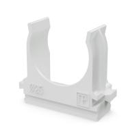 Крепёж-клипса для труб Полистирол белая d25 мм (100шт/1000шт уп/кор) Промрукав