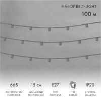 Гирлянда Belt-Light 5 жил, 100м, шаг 15см, 665 патронов E27, IP20, серый провод NEON-NIGHT