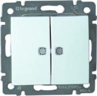 Legrand Valena Бел Выключатель 2-х клавишный с подсветкой