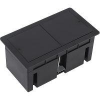 Настольный встраиваемый розеточный блок, сдвижные крышки, черный матовый, 4 мод. (2 мод. 45х45)