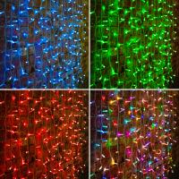 Гирлянда светодиодная Занавес 2х1,5м 300 LED RGB прозрачный ПВХ IP65 для свечения с динамикой нужен контроллер 245-908 230В соединяется NEON-NIGHT