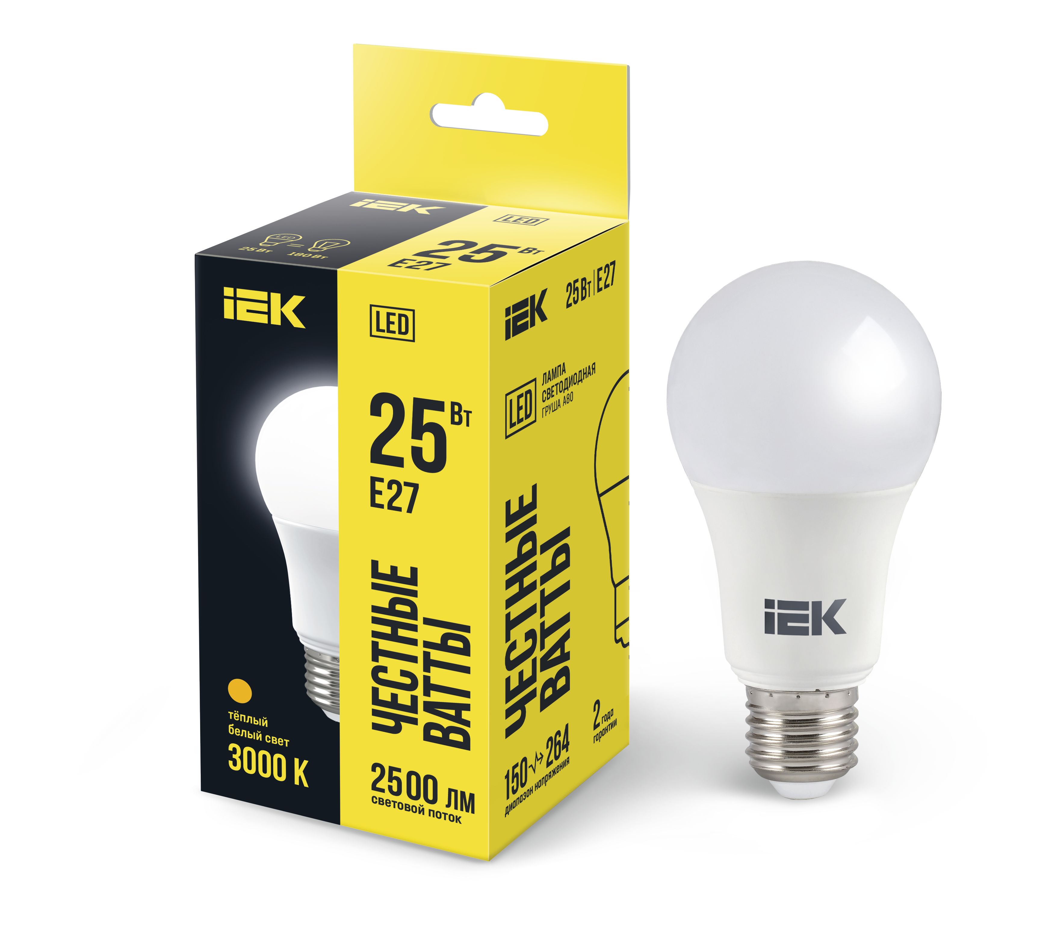 Лампа светодиодная A80 шар 25Вт 230В 3000К E27 IEK