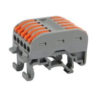 Клемма СМК 222-425D проходная 5-полюсная, с креплением на DIN-рейку (0,08-4 мм²), серая (4 шт./уп.) REXANT