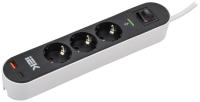 Фильтр сетевой СФ-03К 16А USB A+C 20Вт 1,5м 3х1,5мм2 черный IEK