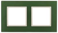 14-5102-27 ЭРА Рамка на 2 поста, стекло, Эра Elegance, зелёный+сл.кость (5/50/1200)