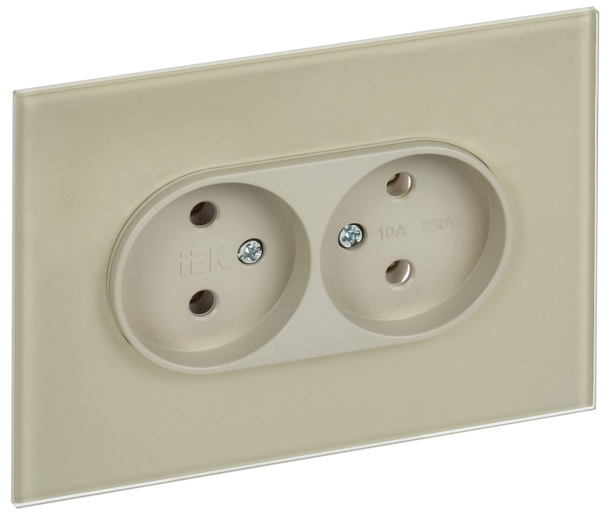 SKANDY Розетка 2-местная без заземления без защитных шторок для плоской вилки 10А SK-R03B бежевый IEK