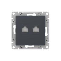 Механизм розетки RJ45 - 2шт, (cat5), графит Эпика EKF