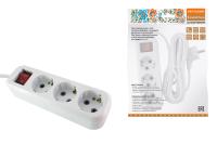 Удлинитель народный УН03В выключатель, 3 гнезда, 3 метра, с/з, ПВС 3х0,75мм2  10А/250В