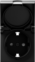 Накладка для розетки Schuko с заземлением, с крышкой, 16A 250 В~, матовый карбон, серия A07