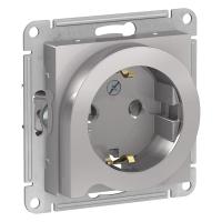 ATLASDESIGN РОЗЕТКА с заземлением со шторками с выталк., 16А, механизм, АЛЮМИНИЙ