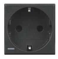 BT Axolute Антрацит Розетка с/з с защитными шторками  безвинт зажим  возможность индикации 2 мод