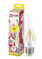 Лампа сд LED-СВЕЧА НА ВЕТРУ-deco 5Вт 230В Е27 3000К 450Лм прозрачная IN HOME