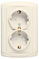 Мадрид Розетка 2-мест. 16А с заземлением с защ. штор. бежевая EKF