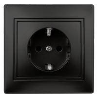 Розетка Intro Plano 1-206-05 с заземлением 2P+E Schuko со шторками, 16А-250В, IP20, СУ, антрацит