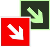 Знак наклейка F01-02 "Направляющая стрелка под углом 45" (150х150) фотолюминесцентный ГОСТ 12.4.026-2015 EKF PROxima