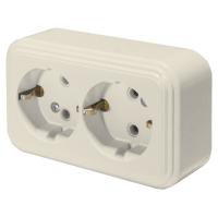 Розетка 2-местная с/з STEKKER, PST16-31-20 (RA 16-238-БЖ), пластик АВС, 250В, 16А, IP20, слоновая кость