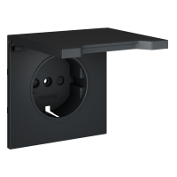 Накладка для розетки с заземлением, защитными шторками и крышкой, S70 (графит)