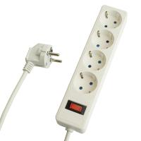 Сетевой фильтр 4-местный с/з STEKKER HM20-41-05 3x1мм2, 5 м, серия Optima, белый