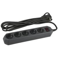 Сетевой фильтр ЭРА  USF-5es-5m-B с базовой защитой с заземлением с выключателем 5 розеток 5м 10А черный