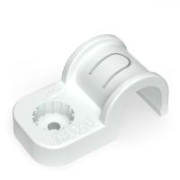 Крепеж-скоба пластиковая односторонняя для прямого монтажа атмосферостойкая белая в п/э d16 мм (50шт/750шт уп/кор) Промрукав