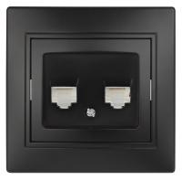 Розетка Intro Plano 1-304-05 информационная двойная 2xRJ45, СУ, антрацит