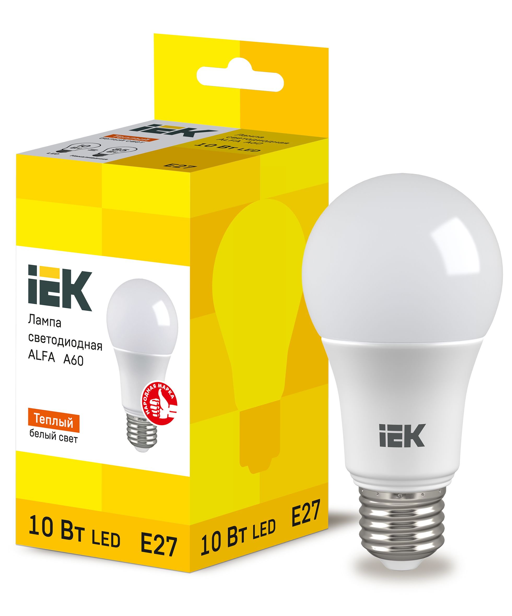 Лампа светодиодная ALFA A60 груша 10Вт 230В 3000К E27 IEK