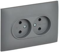 SKANDY Розетка 2-местная без заземления с защитными шторками 10А в сборе SK-R09Gr серый IEK