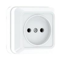 Рим Розетка 1-местная 10А без заземления керам. белая EKF