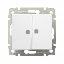 Legrand Valena Бел Переключатель 2-х клавишный с подсветкой