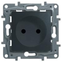 Legrand Etika Антрацит Розетка б/з со шторками  винт. клем.