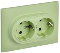SKANDY Розетка 2-местная с заземлением с защитными шторками 16А в сборе SK-R07G мятный IEK