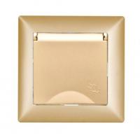 VS2825117 Розетка 1х с крышкой и заземлением бежевый металлик