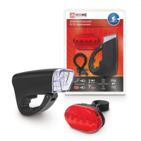 Фонарь вело BL 02 5LED с задним фонарем 3AA 2 режима с кронштейном ЧЕРНЫЙ IN HOME