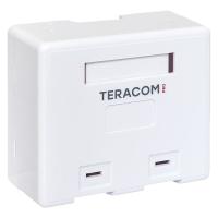 Корпус настенной розетки TERACOM PRO на 2 модуля Keystone со шторками и маркерами белый
