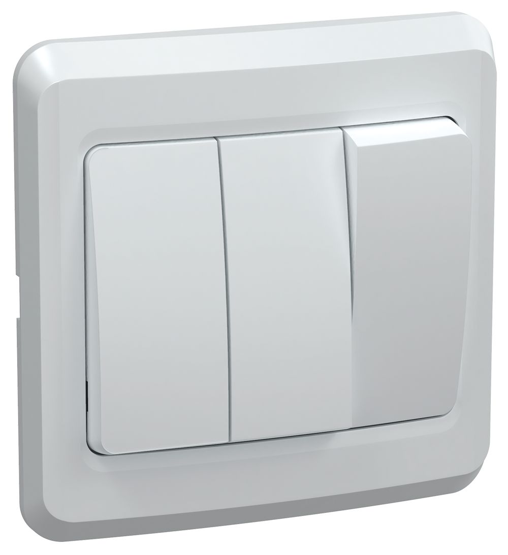 Выключатель 3-клавишный ВС10-3-0-ВБ 10А ВЕГА белый IEK