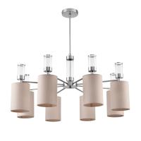 6585/8 MODERNI LN25 56 хром/бежевый, металл/текстиль, стекло Люстра подвесная E14 8*40W 220V ARNIKA