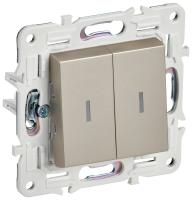 SKANDY Выключатель 2-клавишный с индикацией 10А SK-V09Sh шампань IEK