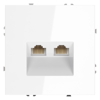 Розетка компьютерная встраиваемая VOLTUM S70 двойная RJ45+RJ45 кат.6, (белый глянцевый)