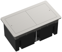 Настольный встраиваемый розеточный блок, сдвижные крышки, никель, 4 мод. (2 мод. 45х45)