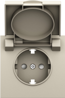 Накладка для розетки Schuko с заземлением, с крышкой, 16A 250 В~, слоновая кость, серия S08