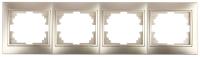 Рамка для розеток и выключателей Intro Plano 1-504-04 на 4 поста горизонтальная, СУ, шампань